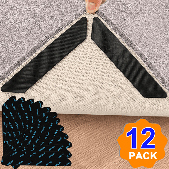 NIUTA Rug Gripper for Hardwood Floors, 12 Pcs Non Slip Rug Grippers for Area Rugs, Trapezoid Rug Tape for Rug Corners and Edges, Carpet Sticky Pads Anti Curl Rug Grip (1.2*7.1inch)