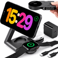 thumbnail image 1 of NIUTA® Wireless Charging Station for Apple Devices, 3 in 1 Foldable Magnetic Wireless Charger Stand for iPhone 16/15/14/13/12, Apple Watch and AirPods, Up to 15W with 20W USB-C Adapter, 1 of 7