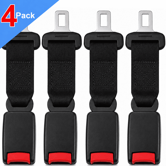  NIUTA 4 Pack Universal Car Seat Belt Extender, 10.2 Inch Seat Belt Buckle Extender for Cars & Trucks, Black Auto Seat Belt Extension Strap, Multi-Purpose Seat Belt Extenders for Front Rear Seats 