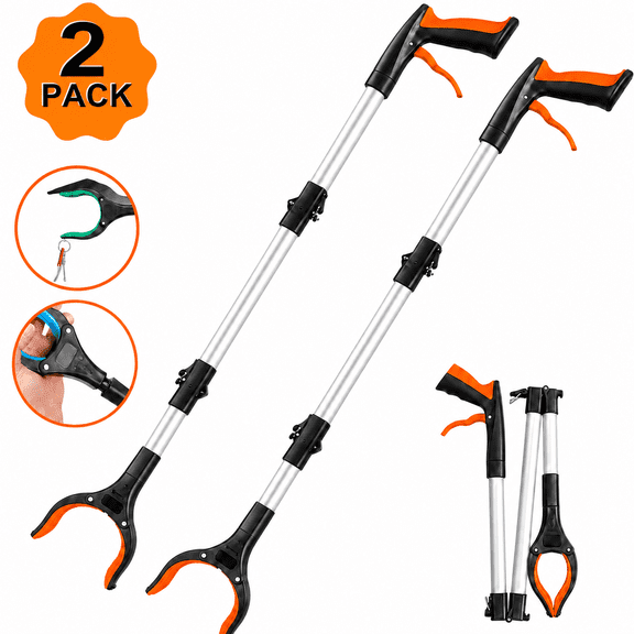 NIUTA 43" Grabber Reacher Tool, 2Pack Foldable Reacher Grabber Pickup Tool with Magnet, Extra Long Aluminum Reaching Tool with 4.7 Inch Wide Claw, Lightweight Trash Picker Upper Grabber