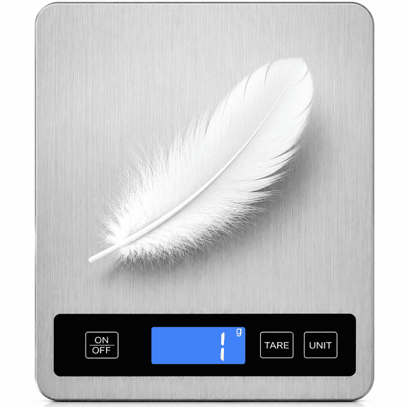 NIUTA Digital Food Scale, 5kg/11lb Kitchen Scale for Grams and Ounces, 1g/0.05oz Accuracy, Stainless Steel Food Weight Scale with Tare Function, LCD Display, Weight Loss and Portion Control