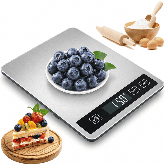 NIUTA Digital Food Scale, 5kg/11lb Kitchen Scale for Grams and Ounces, 1g/0.05oz Accuracy, Stainless Steel Food Weight Scale with Tare Function, LCD Display, Weight Loss and Portion Control