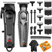 NIUTA  Hair Clippers for Men, Cordless Hair Clippers and Trimmers Set with LED Display, Clippers for Hair Cutting with Detail T-Blade Trimmer, 8 Guide Combs, Barber Cape, Comb & USB Charging