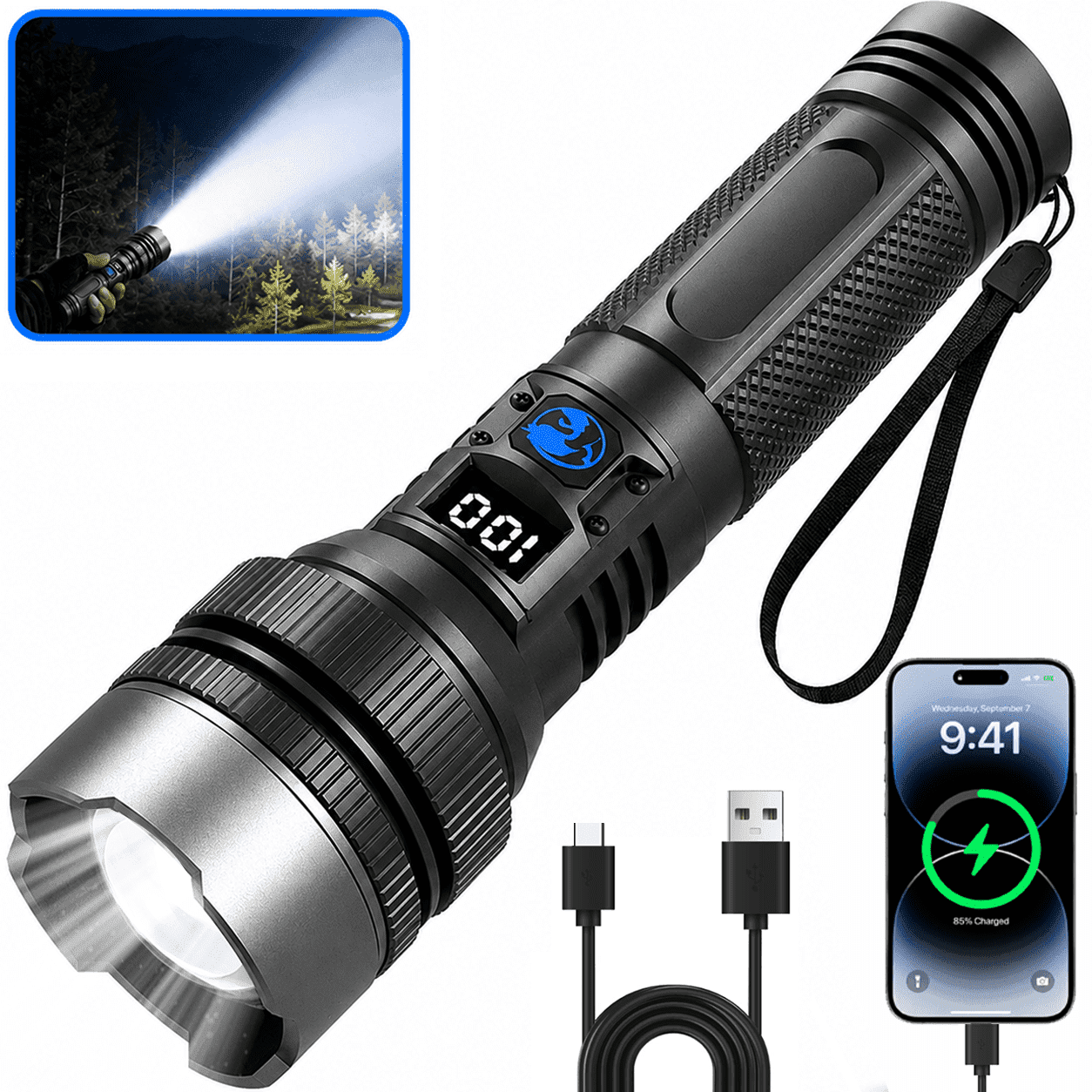 best usb c rechargeable flashlight Grip LED & USB-C Power Supply - 1000 Lumens - 3280 ft Spotlight - 3 Modes - Aluminum Alloy - Emergency Phone Charger it gives you seamless control from wide COAST G60R 2-Pack 1000 Lumen