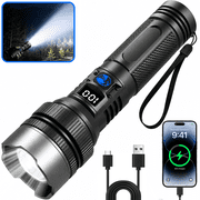 NIUTA  Rechargeable Flashlights, LED Flashlight with Digital Power Display, Zoomable Focus, USB-C Fast Charging & Emergency Phone Charging, Super Bright Tactical Flashlight for Camping