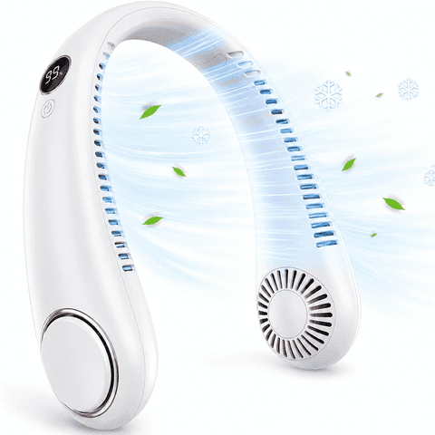 NIUTA Portable Neck Fan, Rechargeable Neck Fan with 4000mAh Battery, Hands Free Bladeless Wearable Fan, 3 Speeds Type-C USB Personal Fan Around Neck for Travel, Outdoor, Office, Walking & Gifts