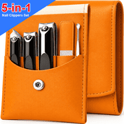 NIUTA  Pro 5-in-1 Nail Clippers Set for Men & Women, Stainless Steel Fingernail Clippers and Toenail Clippers, Ultra Sharp Angled Nail Cutter Kit with Nano Glass File, Leather Case for Travel