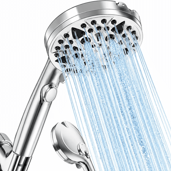 NIUTA Shower Head with Handheld, 9-Mode High Pressure Shower Head with Hose, Handheld Shower Head with ON/OFF Switch, Detachable Shower Head, Anti-Clog Nozzles, Stainless Steel Hose & Wall Bracket