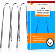 NIUTA  Tongue Scraper for Adults, 3-Pack Stainless Steel Tongue Cleaner Set, Reusable Metal Tongue Scrubber with U-Shaped Dual Handles for Fresher Breath and Oral Care