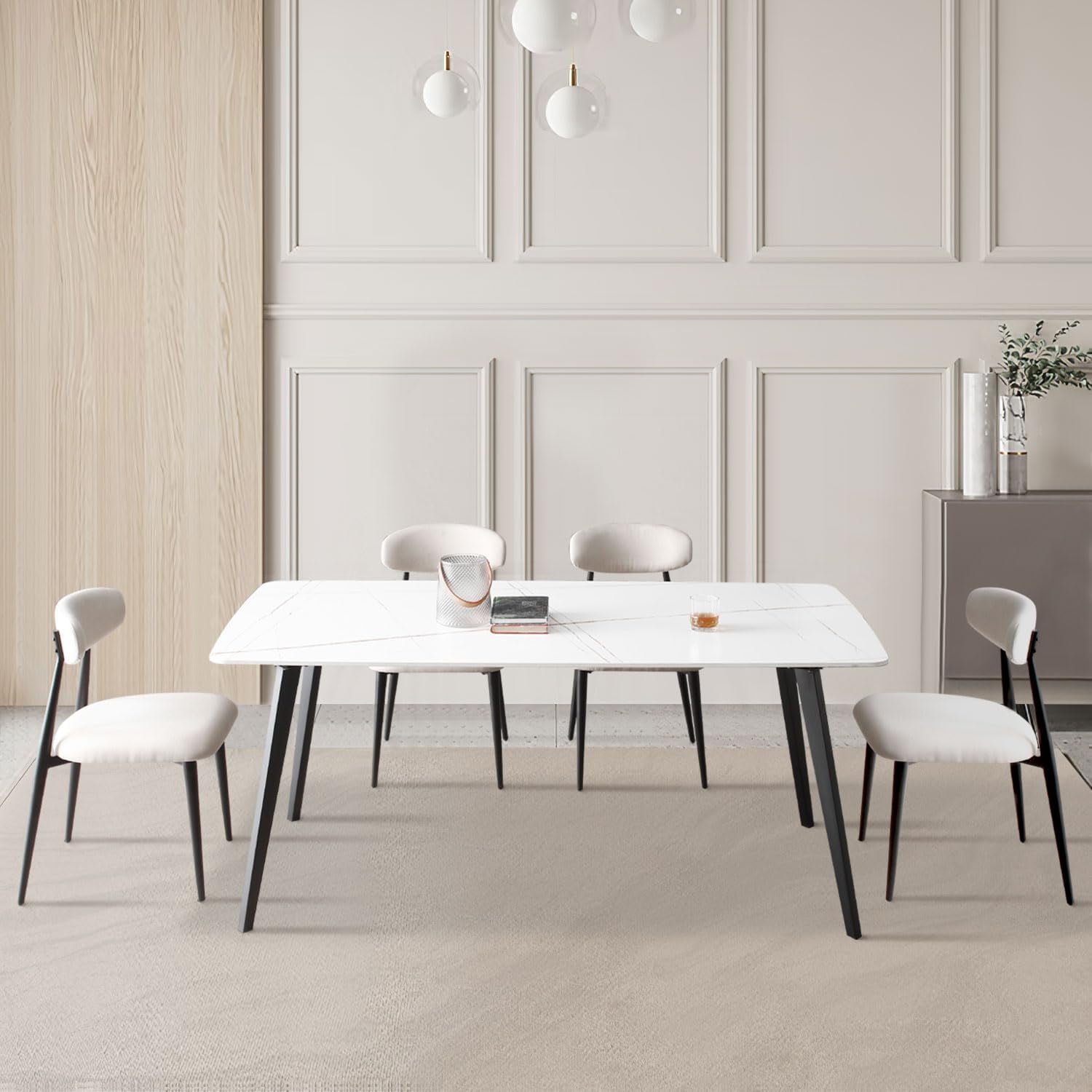 NIUTN 55" Sintered Stone Dining Table for 4 Seat, Modern Rectangular ...