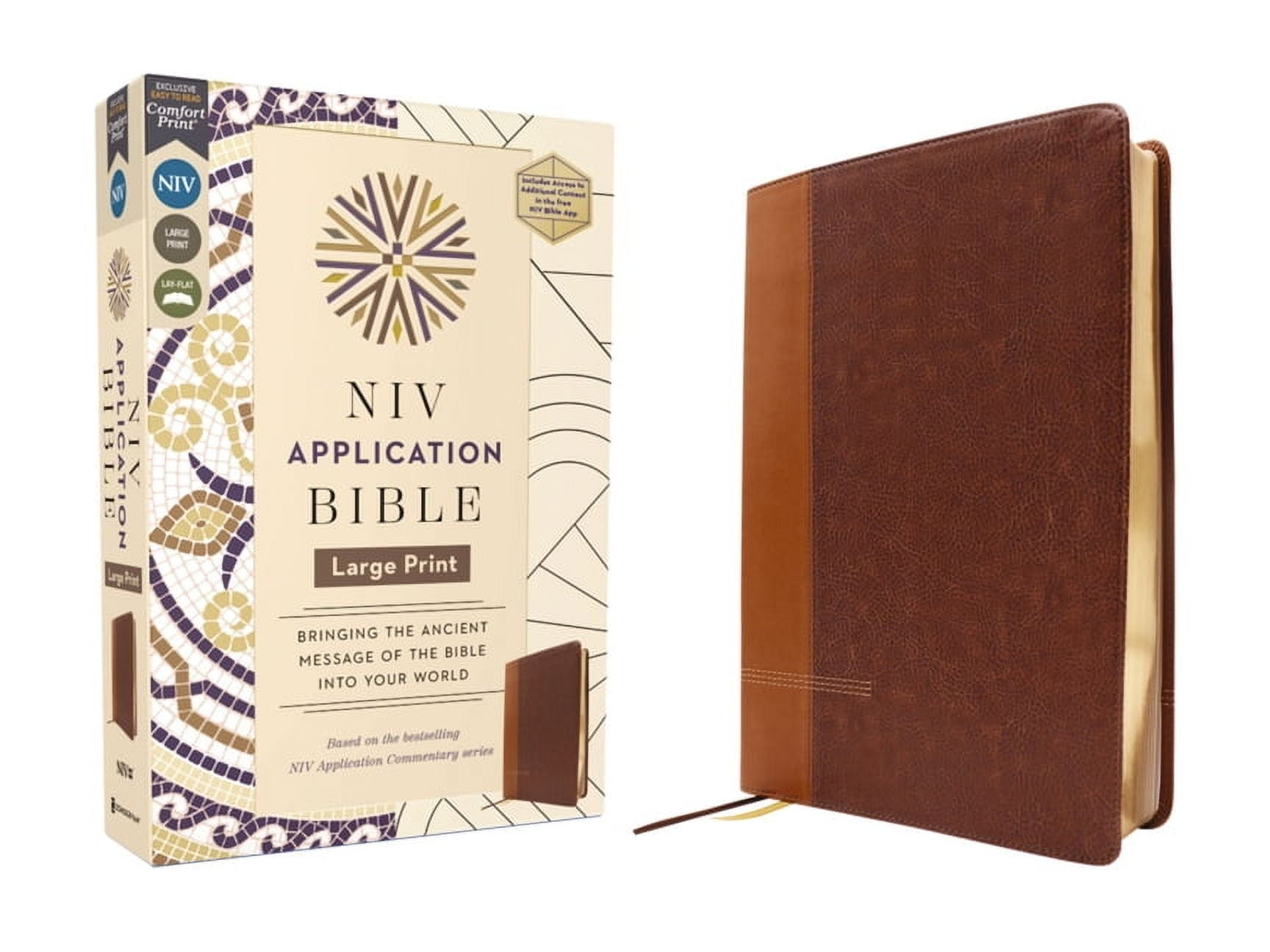 NIV Application Commentary Resources NIV Application Bible, Large Print, Leathersoft, Brown, Red Letter, Comfort Print: Bringing the Ancient Message of the B, (Hardcover)