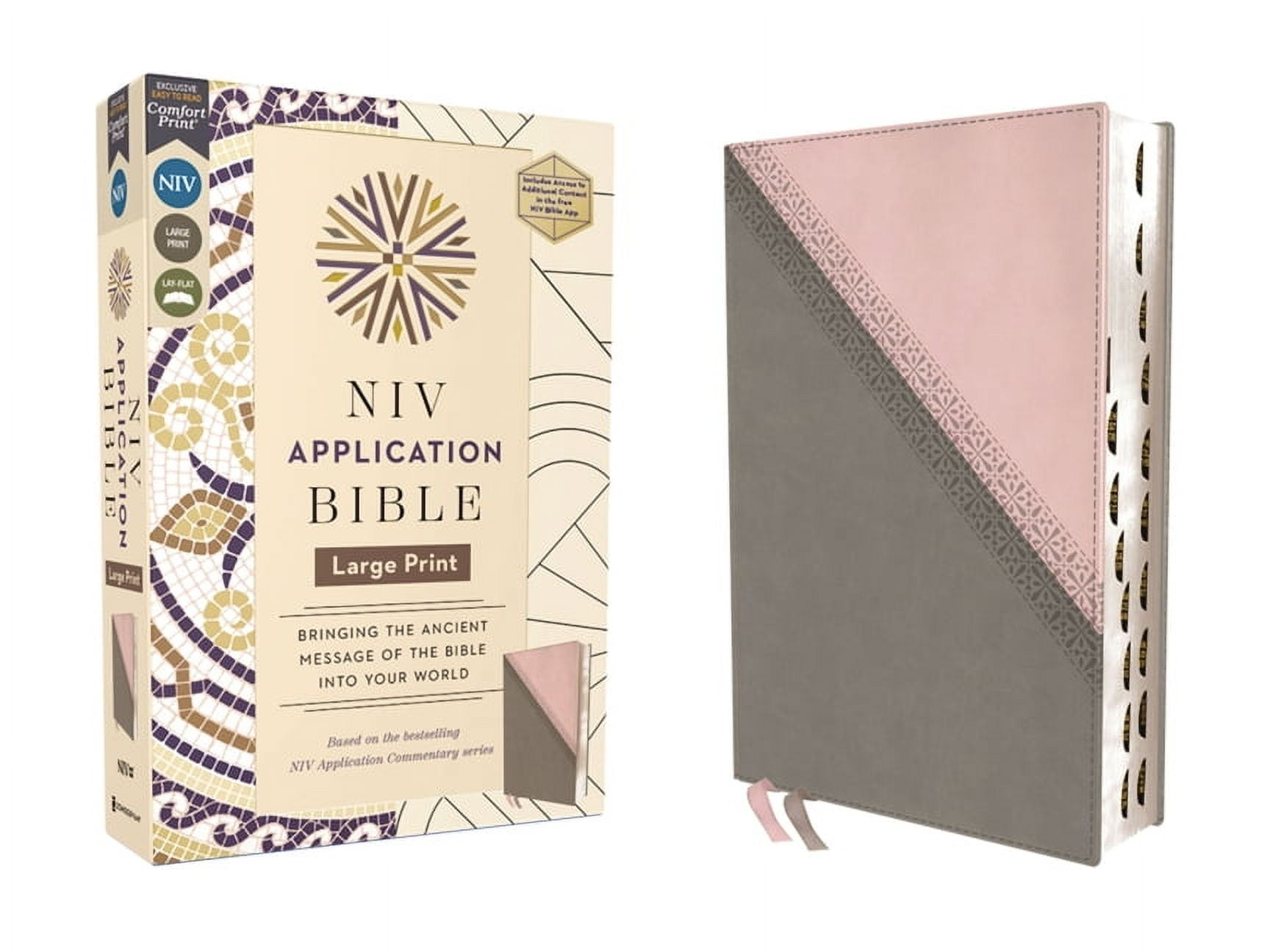 NIV Application Commentary Resources NIV Application Bible, Large Print, Leathersoft, Pink/Gray, Red Letter, Thumb Indexed, Comfort Print: Bringing the Ancie, (Hardcover)