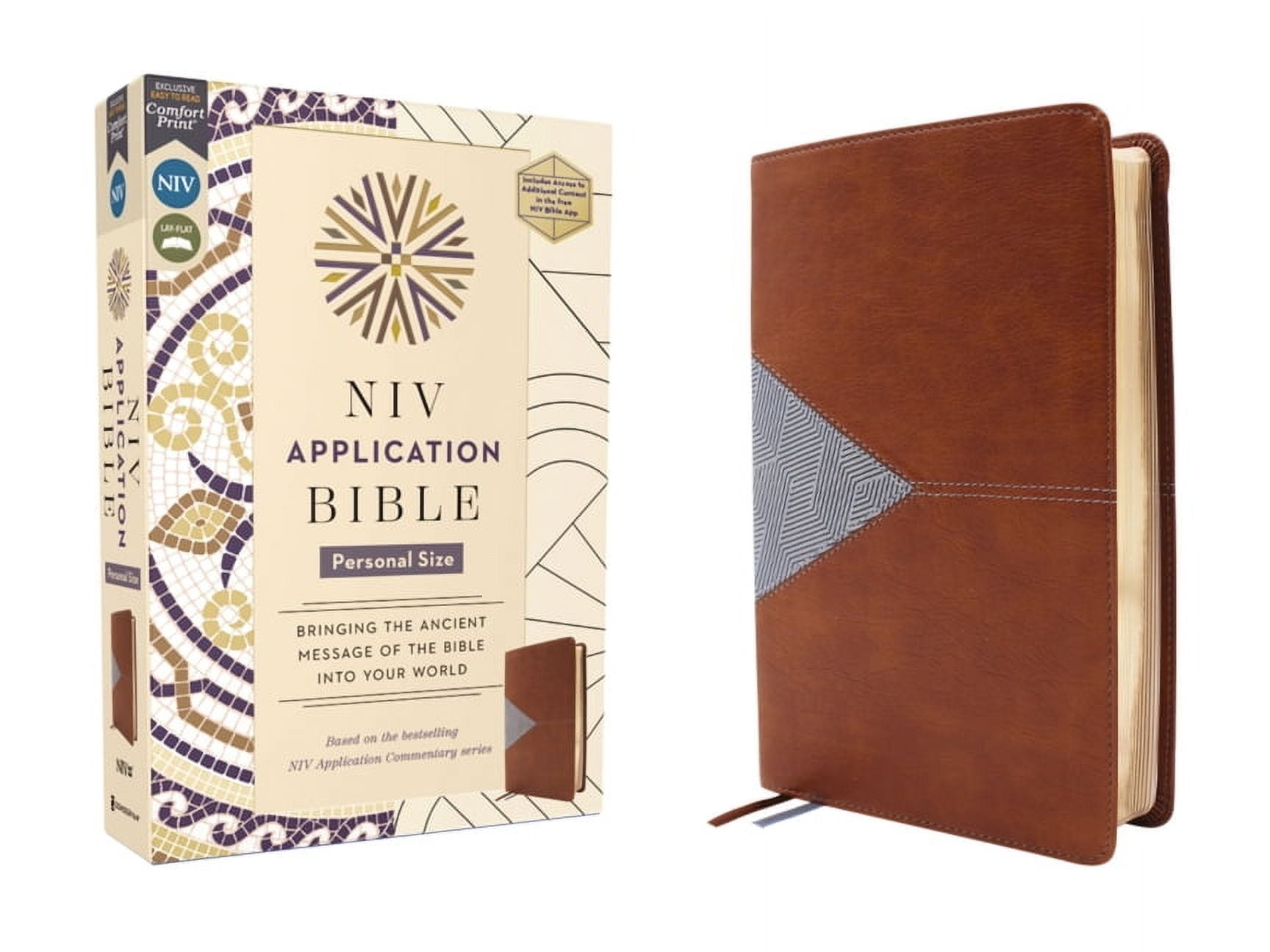 NIV Application Commentary Resources NIV Application Bible, Personal Size, Leathersoft, Brown/Blue, Red Letter, Comfort Print: Bringing the Ancient Message o, (Hardcover)