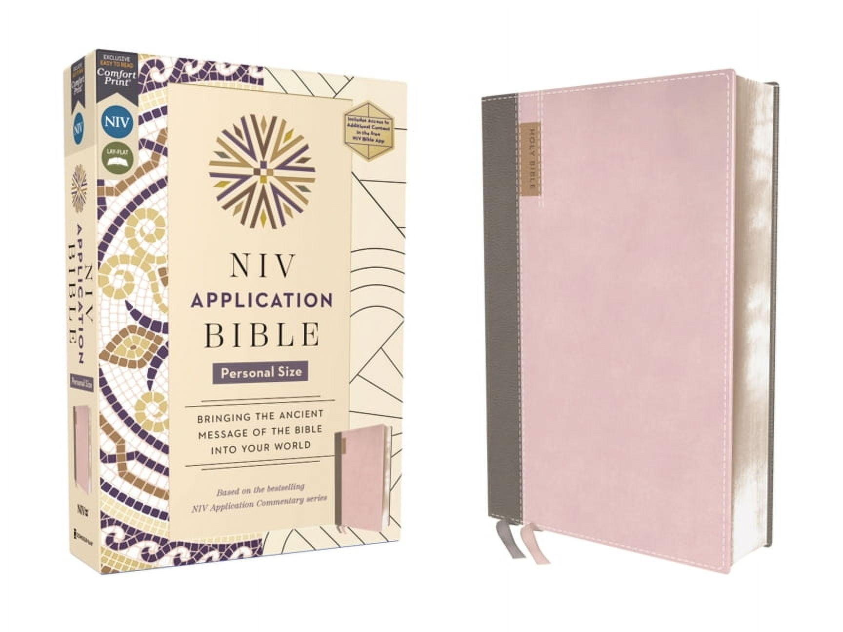 NIV Application Commentary Resources NIV Application Bible, Personal Size, Leathersoft, Pink/Gray, Red Letter, Comfort Print: Bringing the Ancient Message of, (Hardcover)