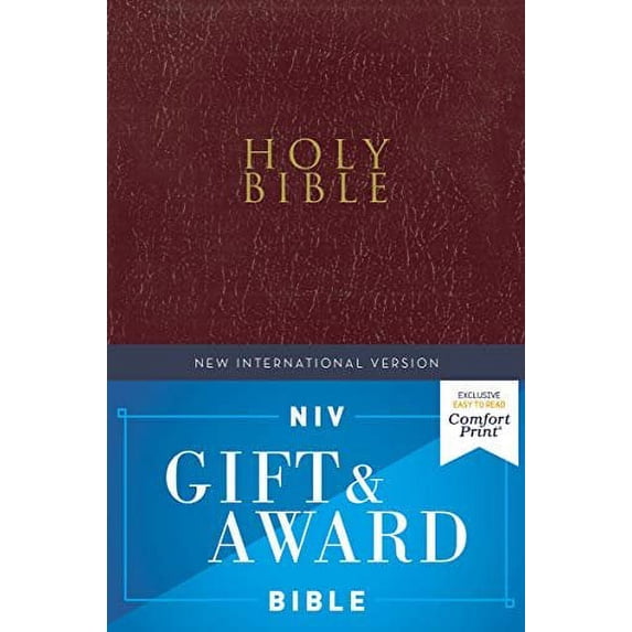 NIV Gift & Award Bible (Comfort Print)-Burgundy Leather-Look