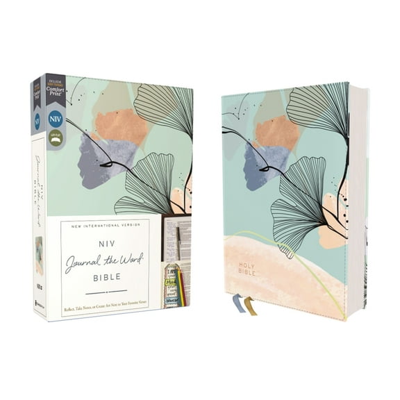 NIV Journal the Word Bible Niv, Journal the Word Bible (Perfect for Note-Taking), Leathersoft, Teal/Floral, Red Letter, Comfort Print: Reflect, Tak, (Hardcover)