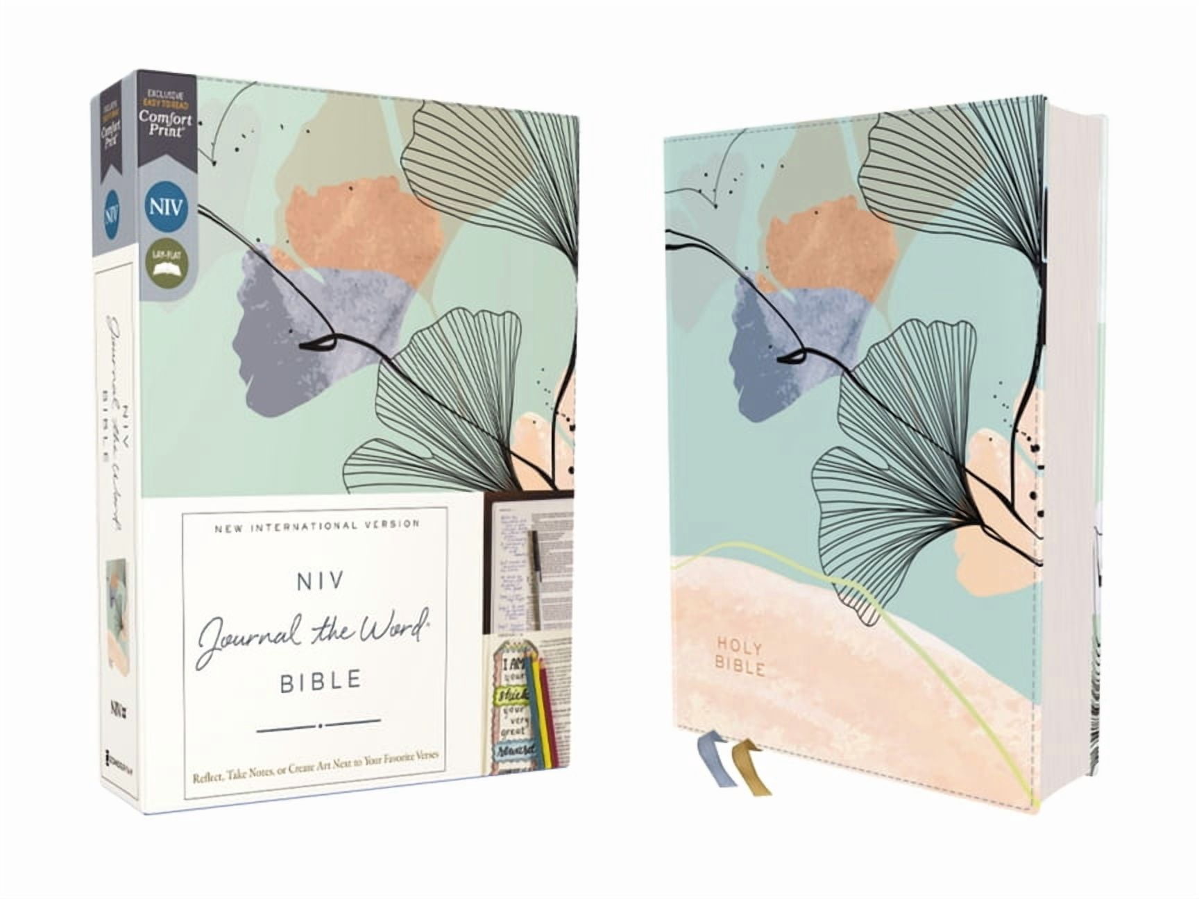 NIV Journal the Word Bible Niv, Journal the Word Bible (Perfect for Note-Taking), Leathersoft, Teal/Floral, Red Letter, Comfort Print: Reflect, Tak, (Hardcover)