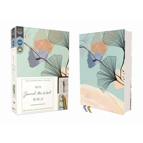 NIV Journal the Word Bible Niv, Journal the Word Bible (Perfect for Note-Taking), Leathersoft, Teal/Floral, Red Letter, Comfort Print: Reflect, Tak, (Hardcover)