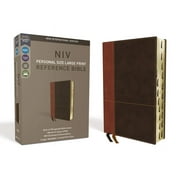 NIV, Personal Size Reference Bible, Large Print, Imitation Leather, Brown, Indexed, Red Letter Edition, Comfort Print, Hardcover