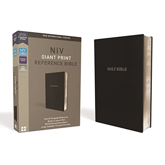 Pre-Owned NIV, Reference Bible, Giant Print, Leather-Look, Black, Red Letter Edition, Comfort Print (Imitation Leather) 0310449456 9780310449454