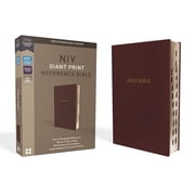 NIV, Reference Bible, Giant Print, Leather-Look, Burgundy, Red Letter Edition, Indexed, Comfort Print, Hardcover