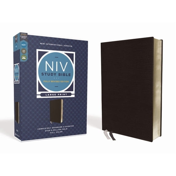 NIV Study Bible, Fully Revised Edition NIV Study Bible, Fully Revised Edition, Large Print, Bonded Leather, Black, Red Letter, Comfort Print, (Hardcover)