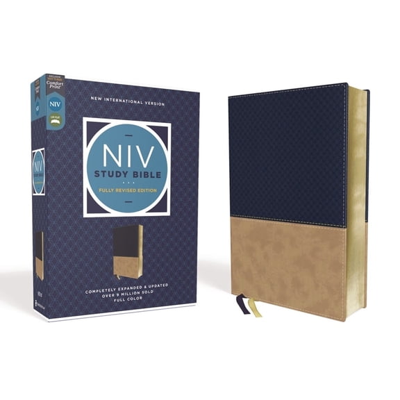 NIV Study Bible, Fully Revised Edition NIV Study Bible, Fully Revised Edition, Leathersoft, Navy/Tan, Red Letter, Comfort Print, (Hardcover)