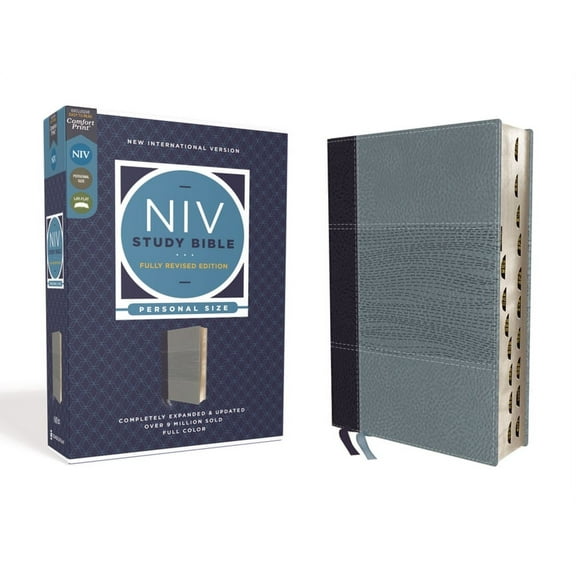 NIV Study Bible, Fully Revised Edition NIV Study Bible, Fully Revised Edition, Personal Size, Leathersoft, Navy/Blue, Red Letter, Thumb Indexed, Comfort Print, (Hardcover)