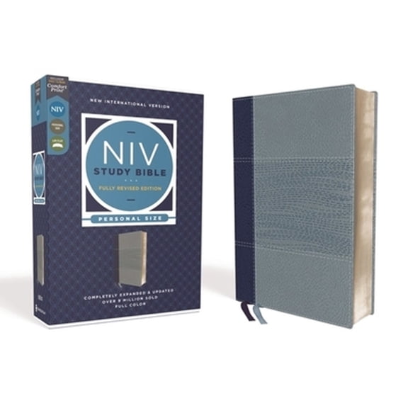 Pre-Owned NIV Study Bible, Fully Revised Edition, Personal Size, Leathersoft, Navy/Blue, Red Letter, Comfort Print (Unknown) 0310449146 9780310449140