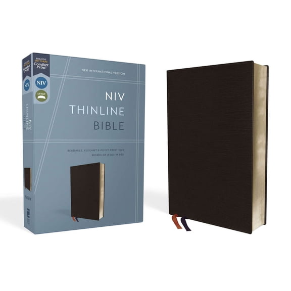 NIV, Thinline Bible, Bonded Leather, Black, Red Letter Edition, (Hardcover)
