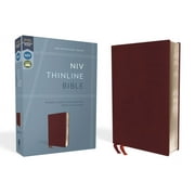 NIV, Thinline Bible, Bonded Leather, Burgundy, Red Letter Edition, Hardcover