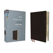 NIV, Thinline Bible, Giant Print, Bonded Leather, Black, Red Letter Edition