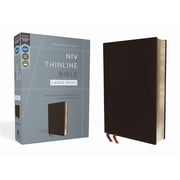 NIV, Thinline Bible, Large Print, Bonded Leather, Black, Red Letter Edition, Hardcover