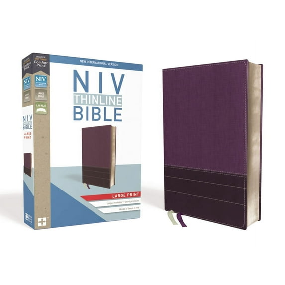 NIV, Thinline Bible, Large Print, Imitation Leather, Purple, Red Letter Edition, (Hardcover)