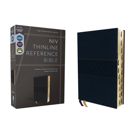 NIV Thinline Reference Bible (Comfort Print)-Navy Leathersoft Indexed