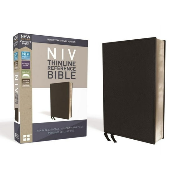 NIV, Thinline Reference Bible, Premium Bonded Leather, Black, Red Letter Edition, Comfort Print (Other)