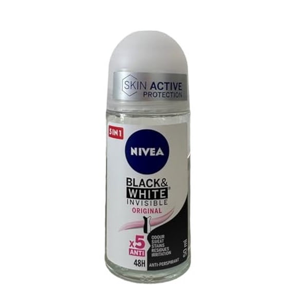 NIVEA 50ml Invisible Black And White Clear Roll On Anti Perspirant Deodorant original 1 Count