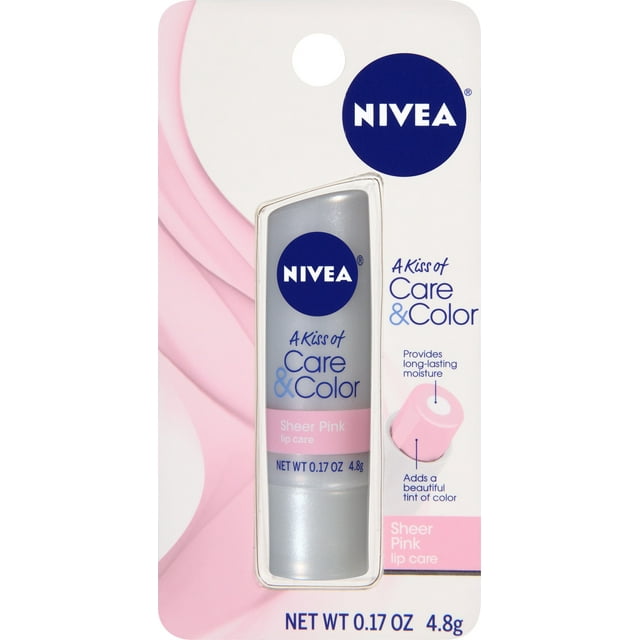 NIVEA Care & Color Sheer Lip Care, Pink, 0.17 Oz