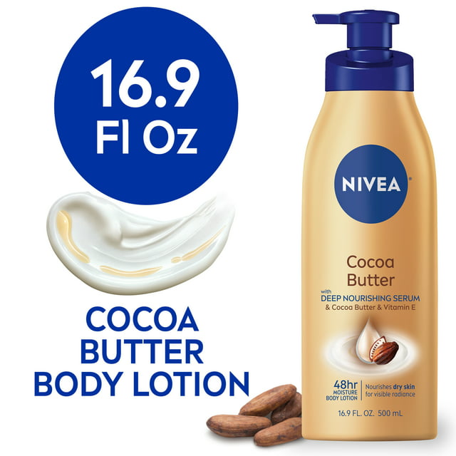 NIVEA Cocoa Butter Body Lotion with Deep Nourishing Serum, 16.9 Fl Oz