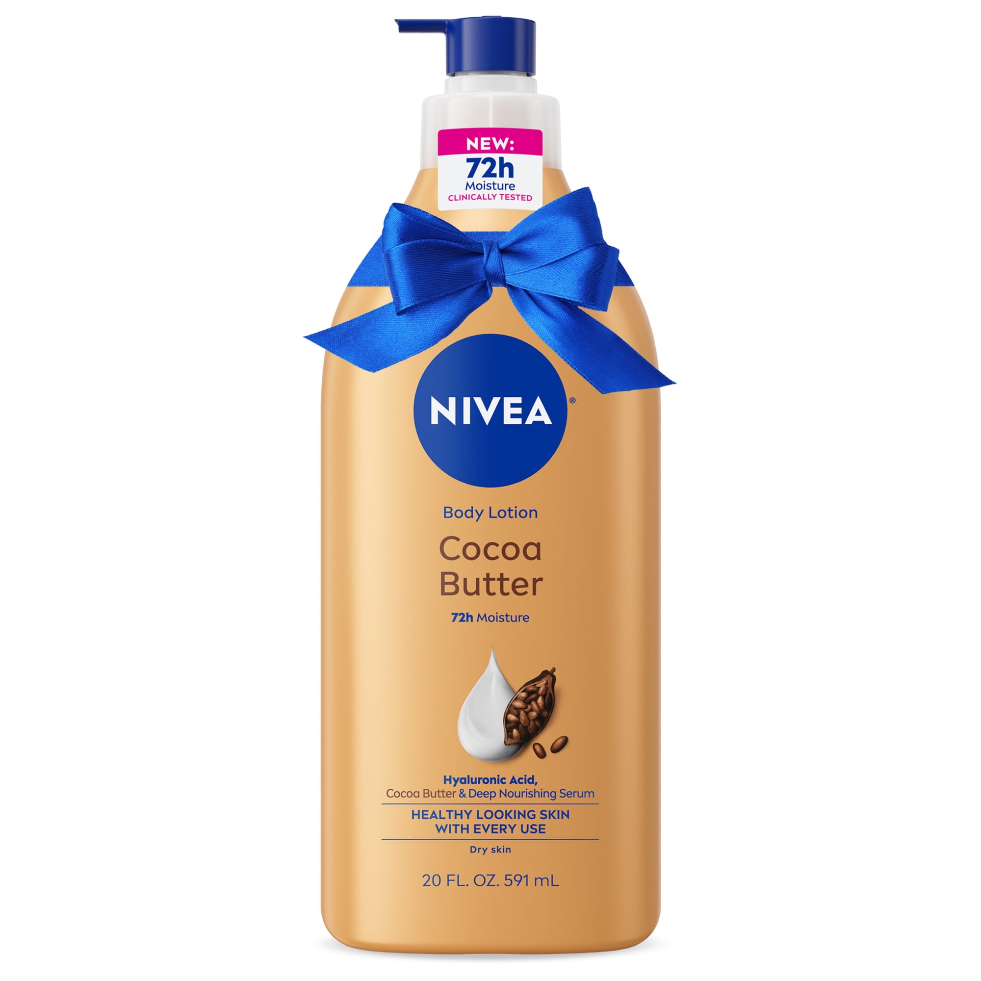 NIVEA Cocoa Butter Body Lotion with Hyaluronic Acid, 72 Hr Moisturizer, Holiday Gifts, 20 fl oz