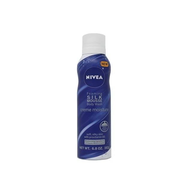 NIVEA Creme Moisture Foaming Silk Mousse Body Wash, 6.8 Ounce