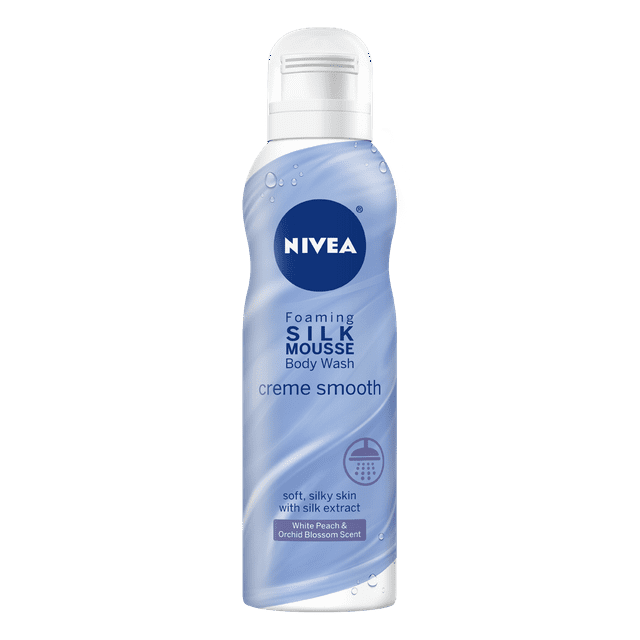 NIVEA Creme Smooth Foaming Silk Mousse Body Wash, 6.8 Ounce