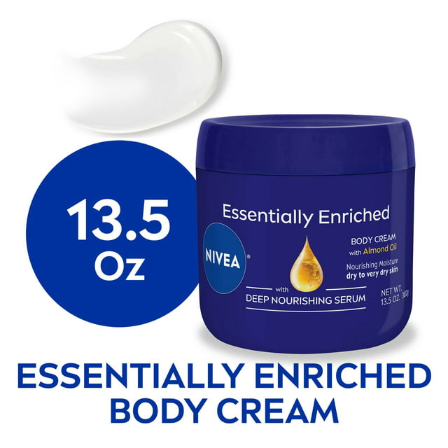 NIVEA Essentially Enriched Body Cream for Dry Skin and Very Dry Skin, 13.5 Oz Jar