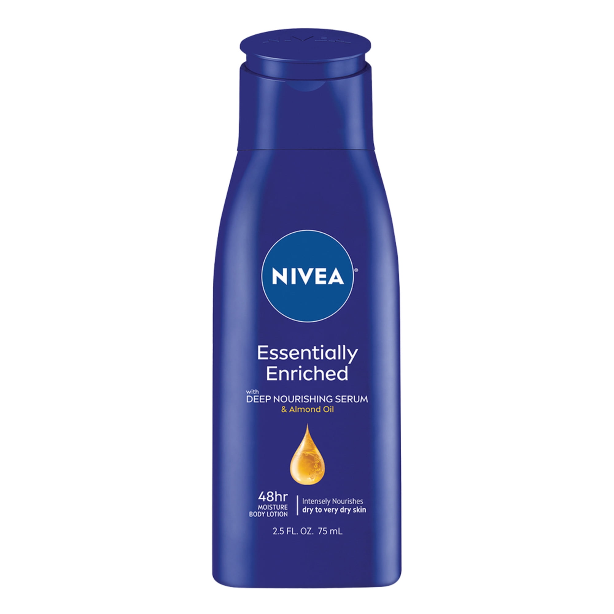 NIVEA Essentially Enriched Body Lotion, Almond Oil, 48Hr Moisturizer, Travel Size, 2.5 fl oz