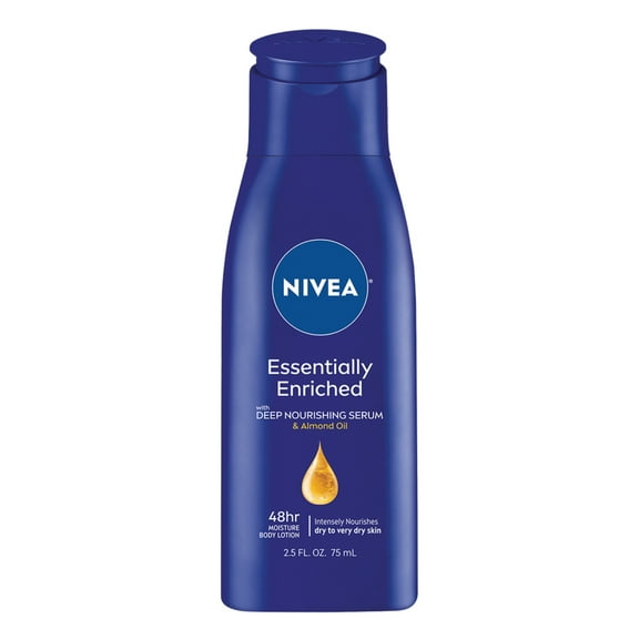NIVEA Essentially Enriched Body Lotion for Dry Skin with Hyaluronic Acid and Almond Oil, 2.5 fl oz