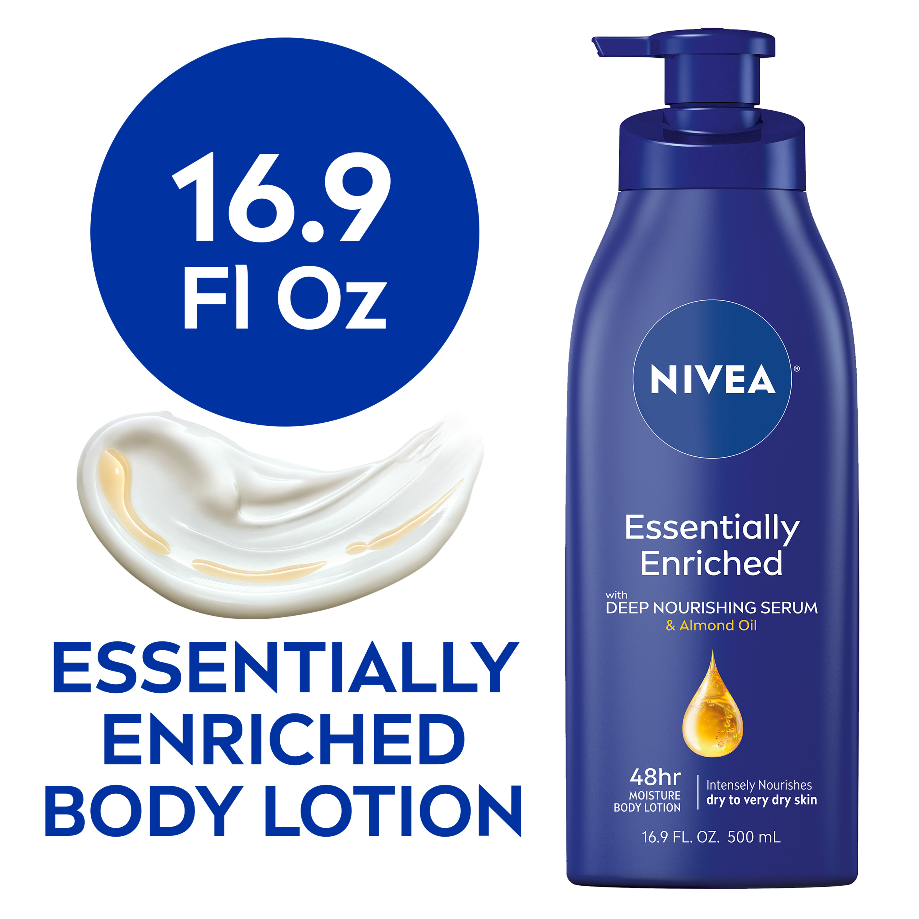 NIVEA Essentially Enriched Body Lotion for Dry Skin, 16.9 Fl Oz Pump Bottle - image 1 of 13