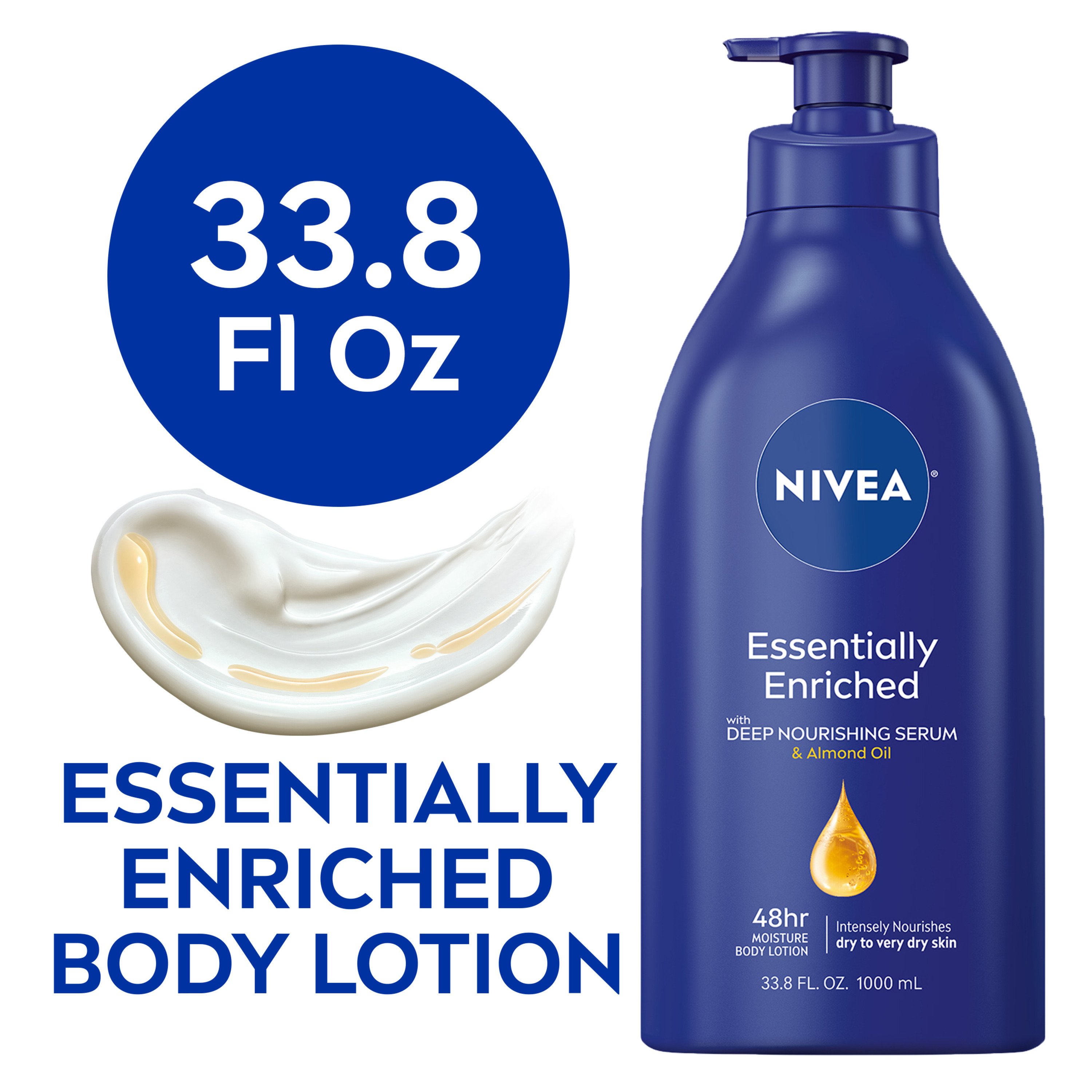 NIVEA Essentially Enriched Body Lotion for Dry Skin, 33.8 Fl Oz Pump Bottle - image 1 of 10