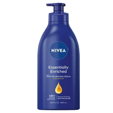 NIVEA Essentially Enriched Body Lotion for Dry Skin, Almond Oil, 48Hr Moisturizer, 33.8 fl oz