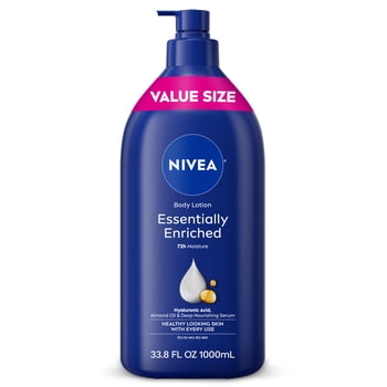 NIVEA Essentially Enriched Body Lotion for Dry Skin with Hyaluronic Acid and Almond Oil, Value Size 33.8 fl oz