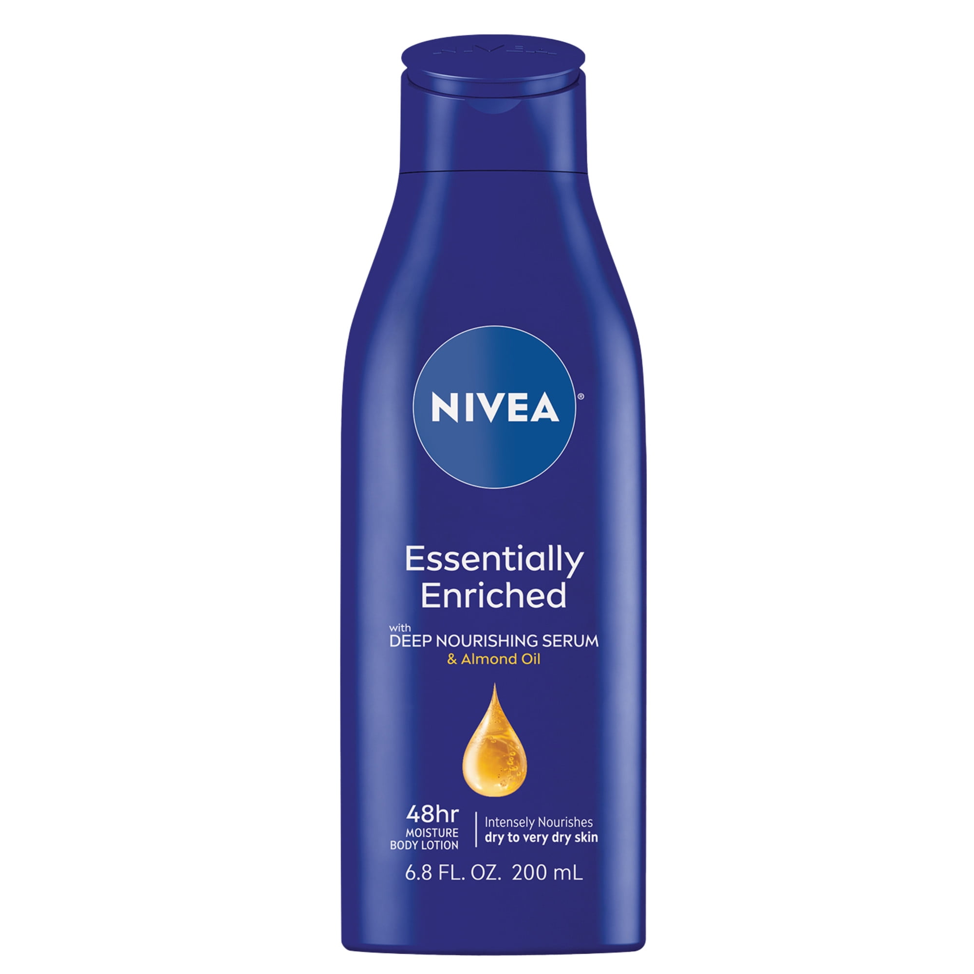 NIVEA Essentially Enriched Body Lotion for Dry Skin, Almond Oil, 48Hr Moisturizer, 6.8 fl oz